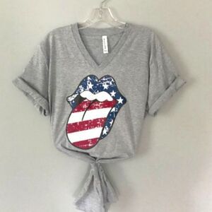 Bella and Canvas  American Flag MouthTee 